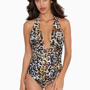 NWT Amoressa by Miraclesuit Obsessed Spirit One Piece Swimsuit Black/Multi